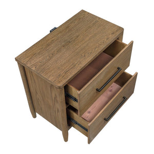 English Elm Nightstands Hickory Veneer Set of 2 with USB Charging and Cedar Lined Drawers B011P569416