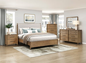 English Elm Nightstands Hickory Veneer Set of 2 with USB Charging and Cedar Lined Drawers B011P569416