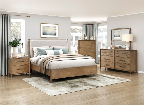English Elm Nightstands Hickory Veneer Set of 2 with USB Charging and Cedar Lined Drawers B011P569416