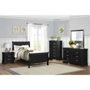 English Elm Nightstands Louis Philippe Traditional Pair with Okume Veneer and Antique Nickel Pulls B011P569427