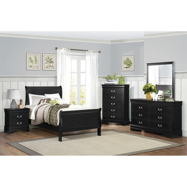 English Elm Nightstands Louis Philippe Traditional Pair with Okume Veneer and Antique Nickel Pulls B011P569427