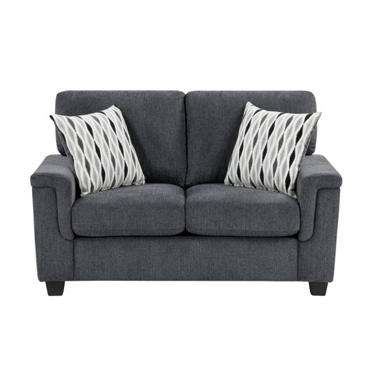 English Elm Dark Gray Chenille Loveseat with Pocket Coil Support and Two Decorative Pillows B011P569505