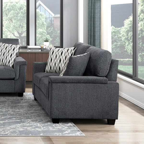 English Elm Dark Gray Chenille Loveseat with Pocket Coil Support and Two Decorative Pillows B011P569505