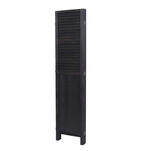 English Elm Light Paulownia Wood Louvered Four Panel Room Divider with Rustic Farmhouse Appeal Black B011P569509