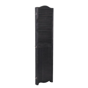 English Elm Black Paulownia Wood Arched Louvered Four Panel Room Divider Farmhouse Folding Screen B011P569522