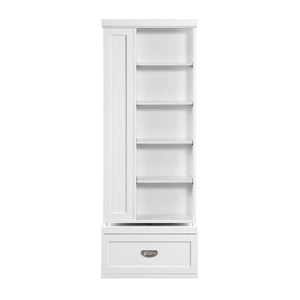 English Elm Modern 360 Degree Swivel Bookcase Tower with 16 Shelves and Drawers White Wood B011P569526