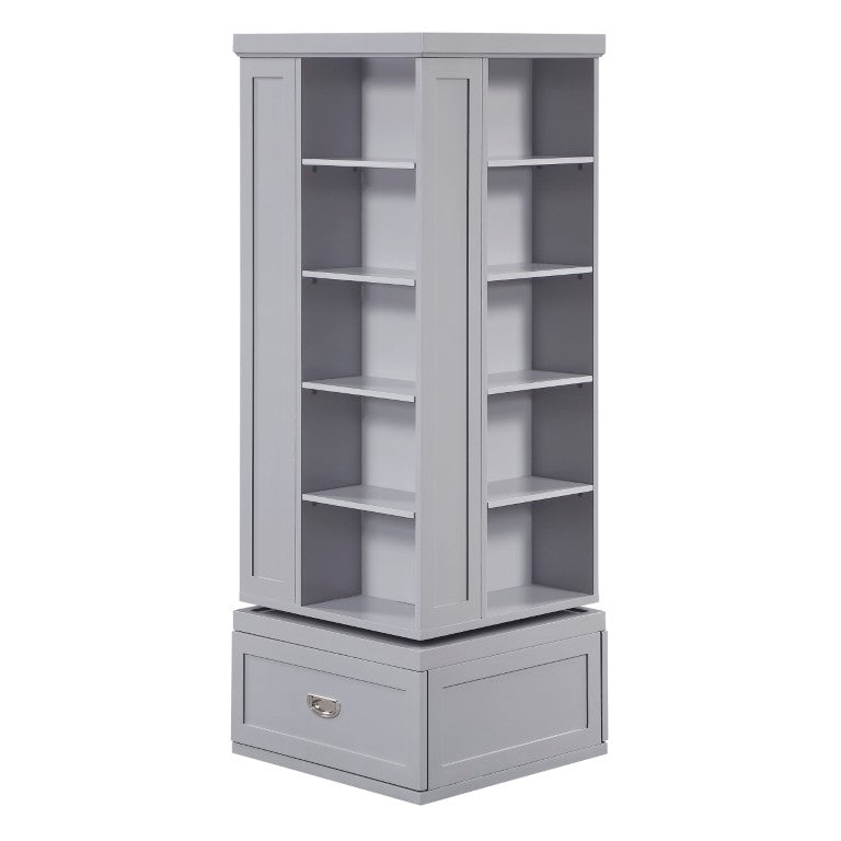English Elm Modern 360 Degree Swivel Tower Bookcase with 16 Shelves and Drawers Gray Wood B011P569527