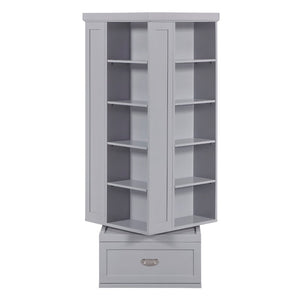 English Elm Modern 360 Degree Swivel Tower Bookcase with 16 Shelves and Drawers Gray Wood B011P569527