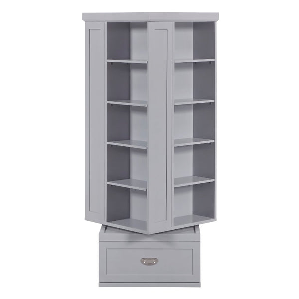 English Elm Modern 360 Degree Swivel Tower Bookcase with 16 Shelves and Drawers Gray Wood B011P569527