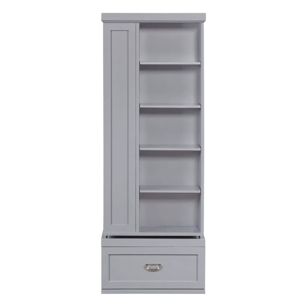 English Elm Modern 360 Degree Swivel Tower Bookcase with 16 Shelves and Drawers Gray Wood B011P569527