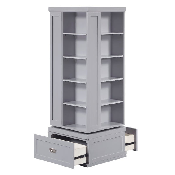 English Elm Modern 360 Degree Swivel Tower Bookcase with 16 Shelves and Drawers Gray Wood B011P569527