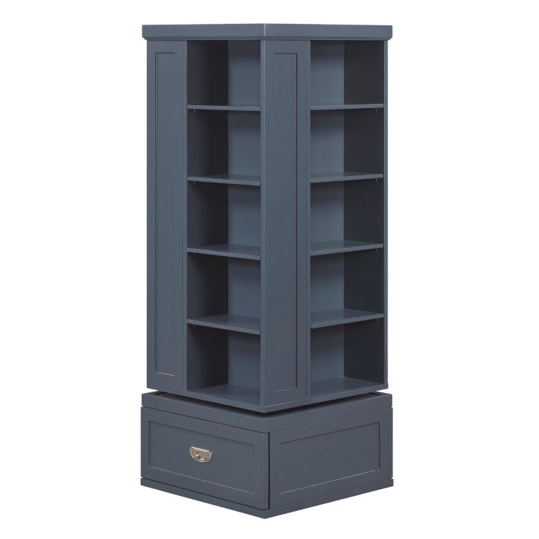 English Elm Modern Navy Blue Rotating Bookcase Tower with 16 Shelves and Dovetail Drawers B011P569528