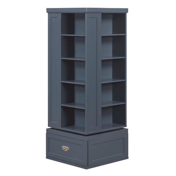 English Elm Modern Navy Blue Rotating Bookcase Tower with 16 Shelves and Dovetail Drawers B011P569528