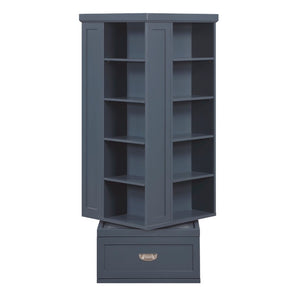 English Elm Modern Navy Blue Rotating Bookcase Tower with 16 Shelves and Dovetail Drawers B011P569528