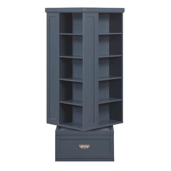 English Elm Modern Navy Blue Rotating Bookcase Tower with 16 Shelves and Dovetail Drawers B011P569528