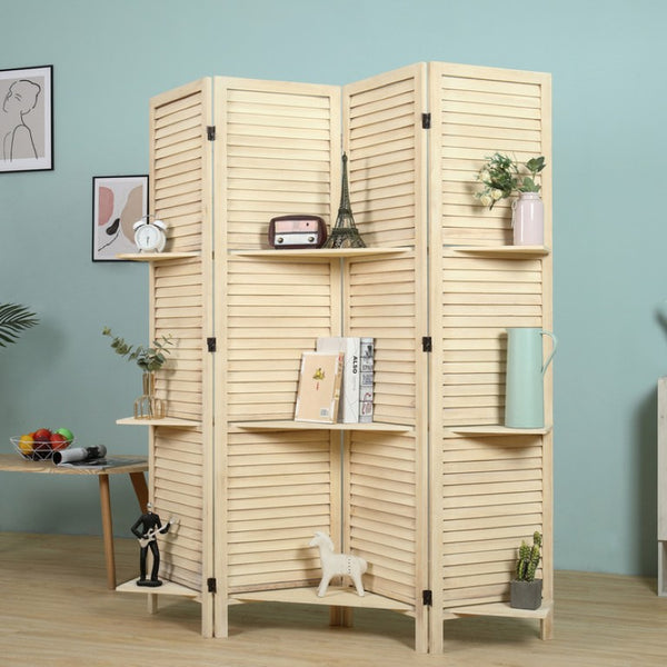 English Elm Country Style Four Panel Arc Top Wood Room Divider Farmhouse X Design Foldable Natural B011P569542
