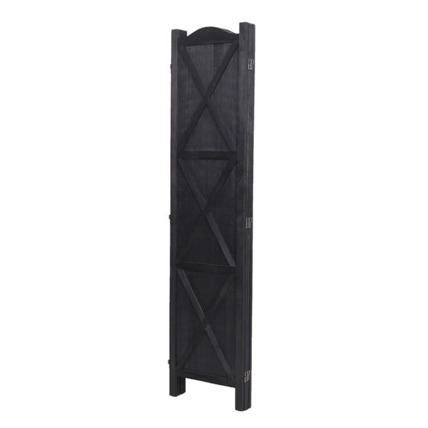 English Elm Country Style Four Panel Arc Top Wood Room Divider Farmhouse X Design Foldable Black B011P569548