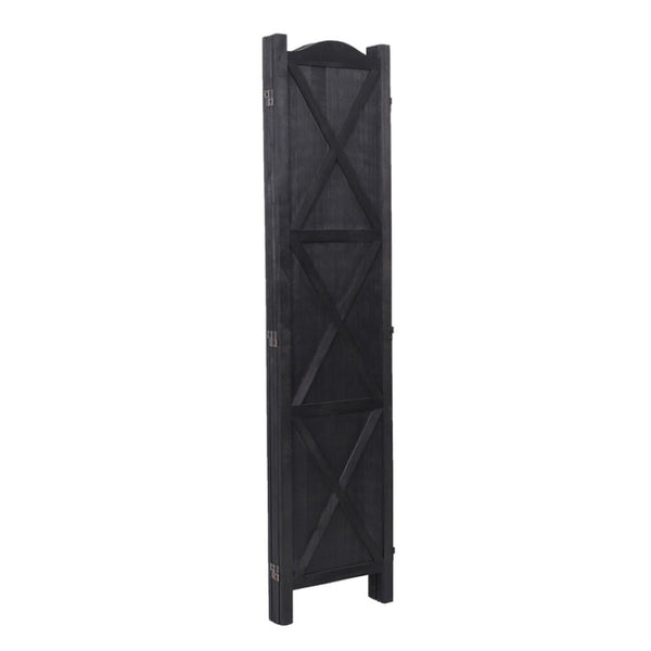 English Elm Country Style Four Panel Arc Top Wood Room Divider Farmhouse X Design Foldable Black B011P569548