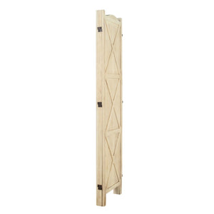 English Elm Country Farmhouse Four Panel Paulownia Wood Room Divider with Arched Lattice Frame B011P569550