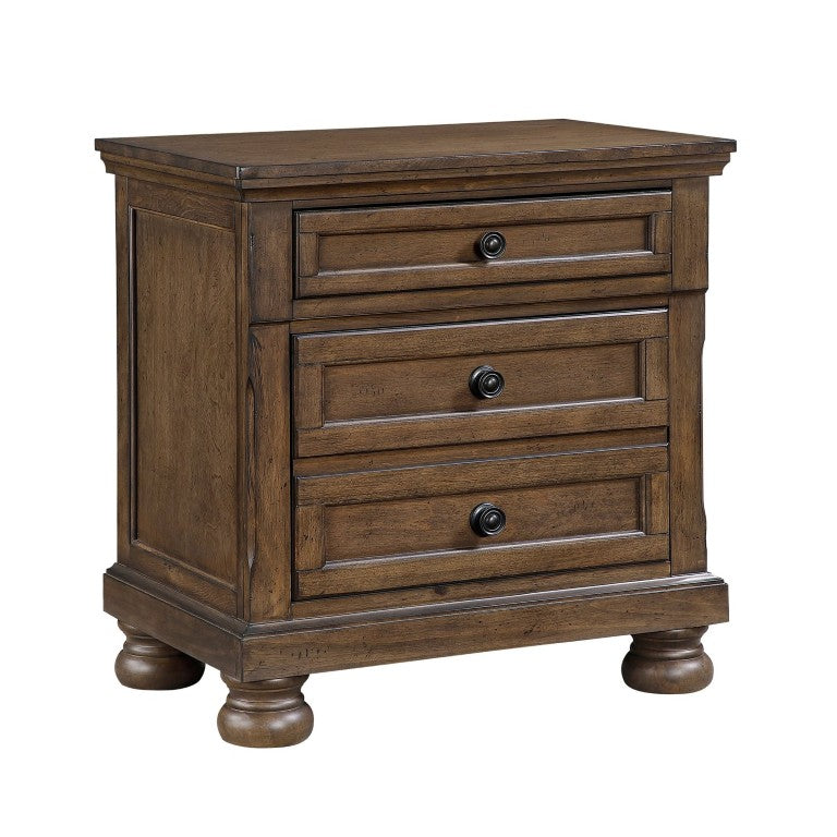 English Elm Traditional Solid Wood Nightstand with Felt Jewelry Tray and Antique Pewter Knobs B011P569551