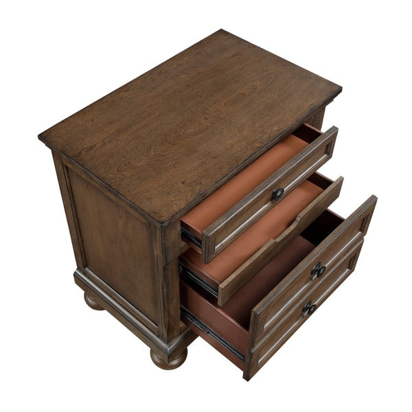 English Elm Traditional Solid Wood Nightstand with Felt Jewelry Tray and Antique Pewter Knobs B011P569551