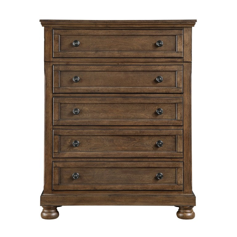 English Elm Traditional Seven Drawer Dresser with Mirror Solid Wood Dark Brown Bedroom Set 5-Drawer Tall Chest B011P569557
