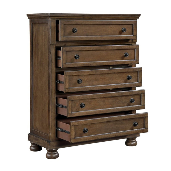 English Elm Traditional Seven Drawer Dresser with Mirror Solid Wood Dark Brown Bedroom Set 5-Drawer Tall Chest B011P569557