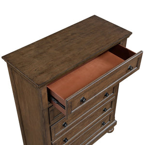 English Elm Traditional Seven Drawer Dresser with Mirror Solid Wood Dark Brown Bedroom Set 5-Drawer Tall Chest B011P569557