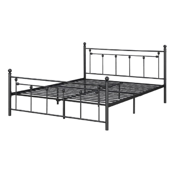English Elm Elegant Victorian Wrought Iron Queen Platform Bed Ornate Architectural Matte Black Frame B011P572054