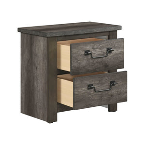 English Elm Nightstands Set of 2 Engineered Wood Faux Gray Finish with Gunmetal Drawer Pulls B011P572545