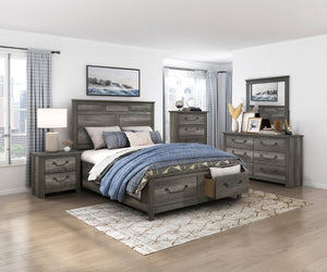 English Elm Nightstands Set of 2 Engineered Wood Faux Gray Finish with Gunmetal Drawer Pulls B011P572545