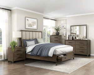 English Elm Chest of Drawers Five Drawer Mindy Veneer Tall Storage with Dark Walnut Brushed Finish B011P572549