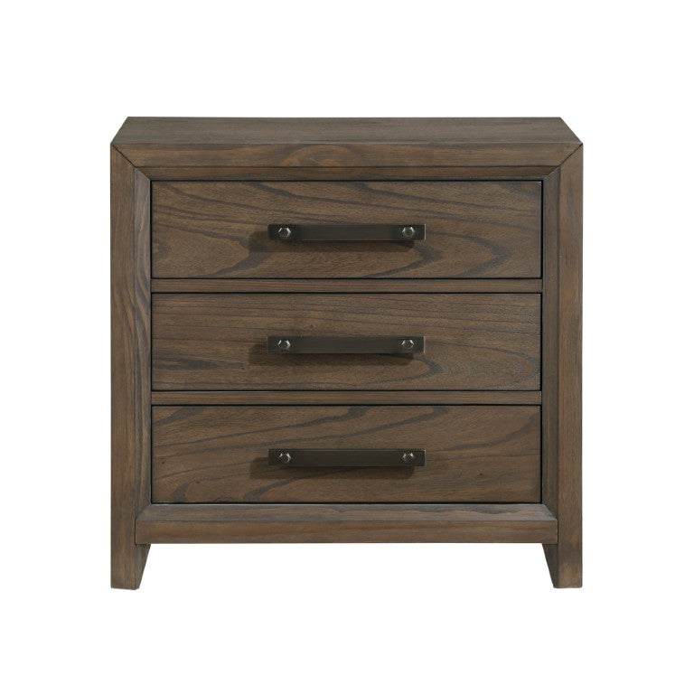English Elm Nightstands Cambridge Collection Mindy Veneer Dark Walnut Finish with 3 Dovetail Drawers Set B011P572550