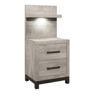English Elm Bed Eastern King Coastal Platform with Faux Cane Headboard in Airy White Metal Gray Engineered Wood 79 L x 89.5 W x 43.5 H - B B011P572563