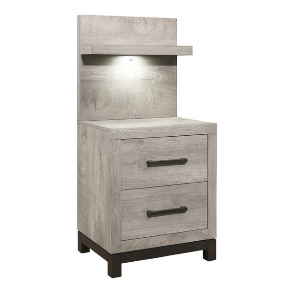 English Elm Bed Eastern King Coastal Platform with Faux Cane Headboard in Airy White Metal Gray Engineered Wood 79 L x 89.5 W x 43.5 H - B B011P572563