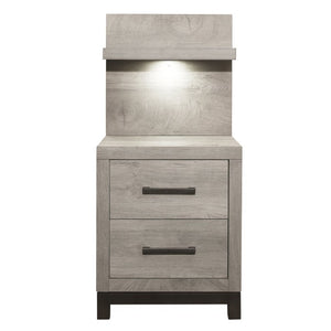 English Elm Twin Panel Bed and Nightstand Set Engineered Wood Gray Industrial Bedroom Contemporary B011P572566