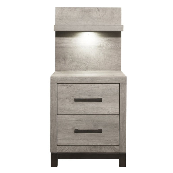English Elm Twin Panel Bed and Nightstand Set Engineered Wood Gray Industrial Bedroom Contemporary B011P572566
