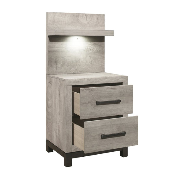 English Elm Twin Panel Bed and Nightstand Set Engineered Wood Gray Industrial Bedroom Contemporary B011P572566