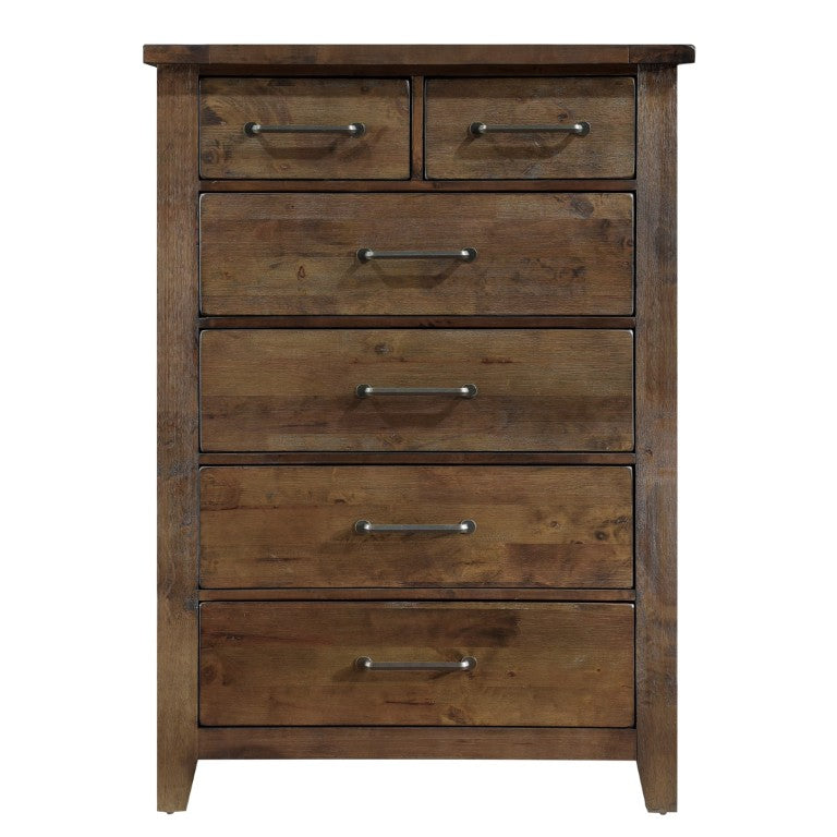 English Elm Chest of Six Dovetail Drawers in Solid Rubberwood with Burnished Heritage Finish B011P572581