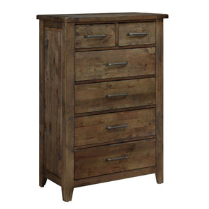 English Elm Chest of Six Dovetail Drawers in Solid Rubberwood with Burnished Heritage Finish B011P572581