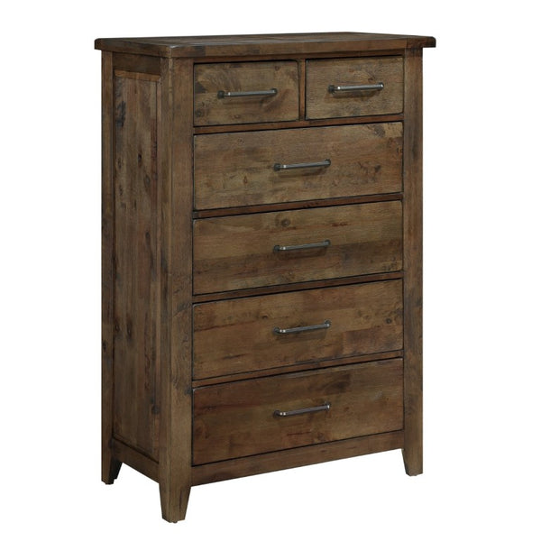 English Elm Chest of Six Dovetail Drawers in Solid Rubberwood with Burnished Heritage Finish B011P572581