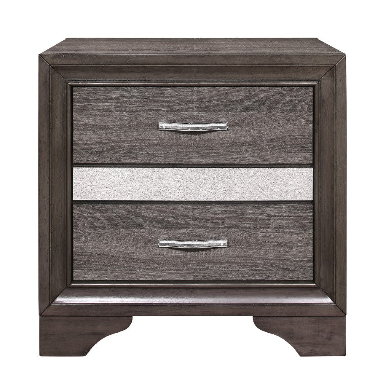 English Elm Nightstands Hollywood Regency Glam Set with Crystal Pulls and Felt Jewelry Drawer B011P572584