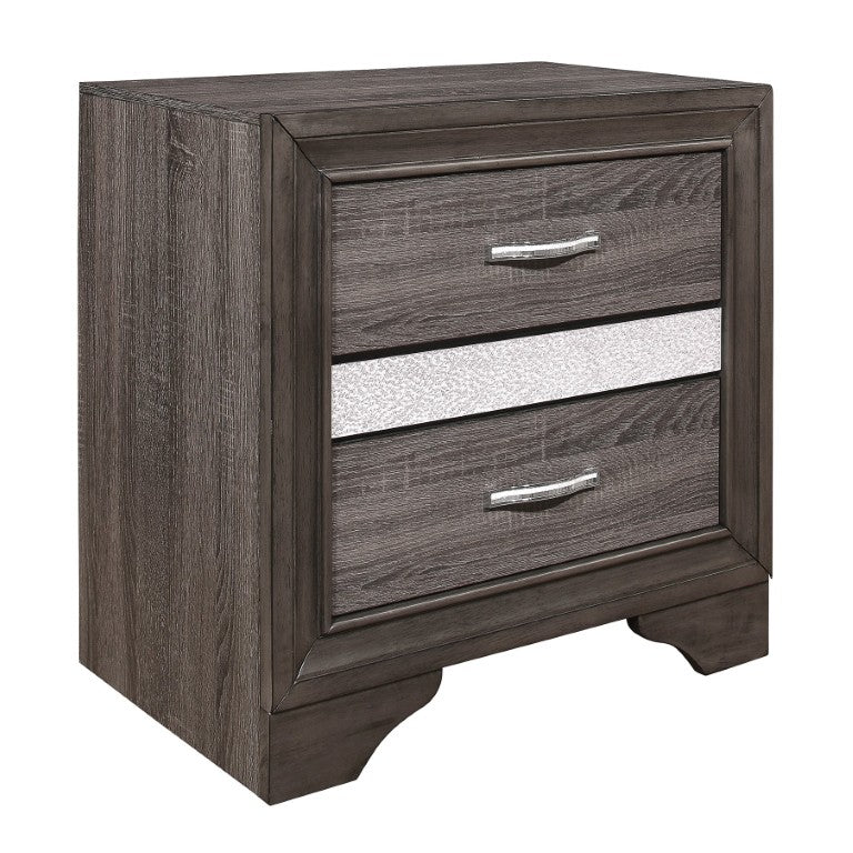 English Elm Nightstands Hollywood Regency Glam Set with Crystal Pulls and Felt Jewelry Drawer B011P572584