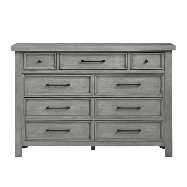 English Elm Dresser with Nine Dovetail Drawers Mango Veneer Grain Antique Gray Bedroom Anchor B011P572585