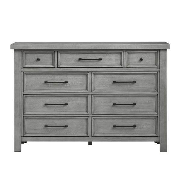 English Elm Dresser with Nine Dovetail Drawers Mango Veneer Grain Antique Gray Bedroom Anchor B011P572585