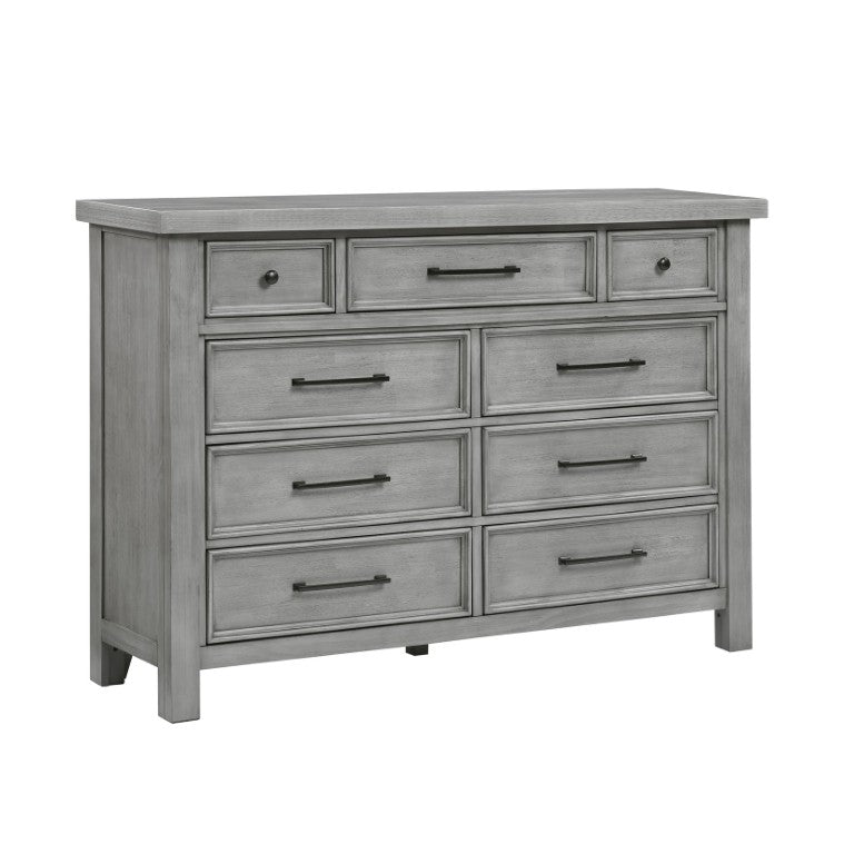 English Elm Dresser with Nine Dovetail Drawers Mango Veneer Grain Antique Gray Bedroom Anchor B011P572585