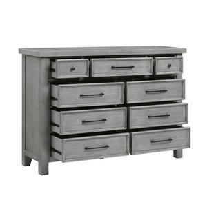 English Elm Dresser with Nine Dovetail Drawers Mango Veneer Grain Antique Gray Bedroom Anchor B011P572585