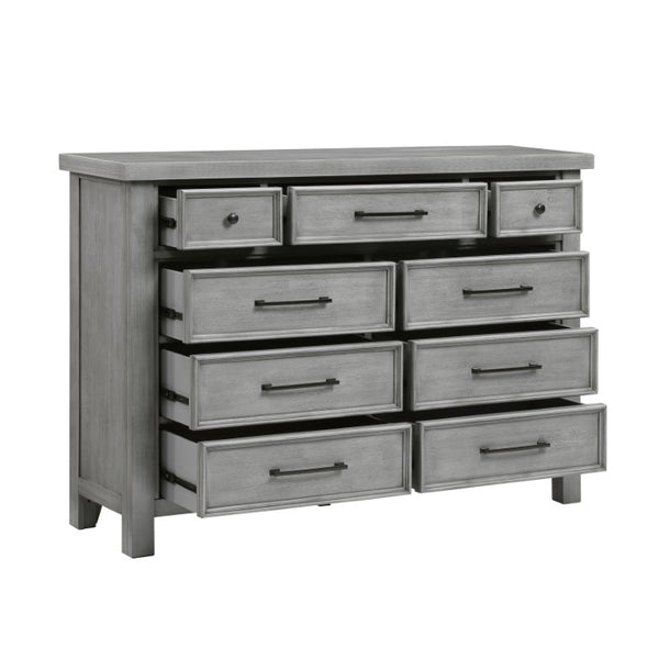 English Elm Dresser with Nine Dovetail Drawers Mango Veneer Grain Antique Gray Bedroom Anchor B011P572585