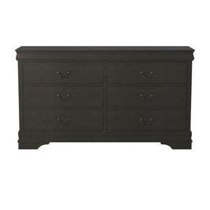 English Elm Dresser Six Drawer Louis Philippe Style with Okume Veneer and Antique Brass Handles B011P572592