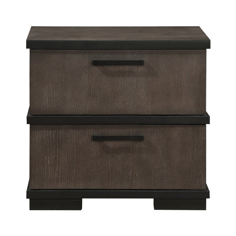 English Elm Nightstands Oak Veneer Two Drawer Set Modern Industrial Bedroom Pair with Bar Pulls B011P572596